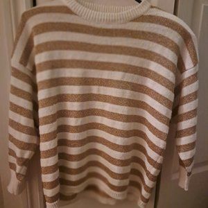 Vintage gold stripe Jump by Eve Roth holiday sweater size women medium